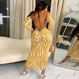 Women Dresses Summer Sexy Backless Slim Fit Long Sleeve Dress