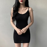 Women Dresses Sexy Black Camisole Dress Short Skirt