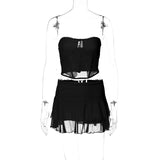 Women Co-Ord Set Sexy Lace Skirt Outfit