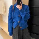 Women Knitted Cardigan Retro Turtleneck Button Autumn and Winter Sweater