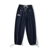 Women Sweatpants Straight-Leg Pants Multi-Pocket Lace-up Casual Pants