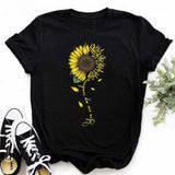 Maycaur Women's T-shirt Casual Kawaii Sunflower Butterfly