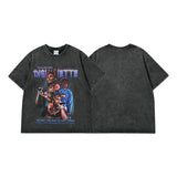 Men T Shirt Hip Hop Retro Wash Short Sleeve T-shirt