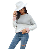 Women Knitted Sweater Autumn Crew Neck Long Sleeve Bottoming Knitted Sweater