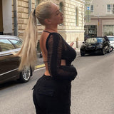 Ladies Leisure Knitwear Sexy Knitted Hollow T-shirt Autumn and Winter Long-Sleeved Doublet