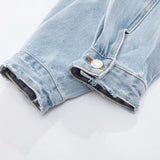Women Jacket Washed and Worn Loose Short Lapels Jeans