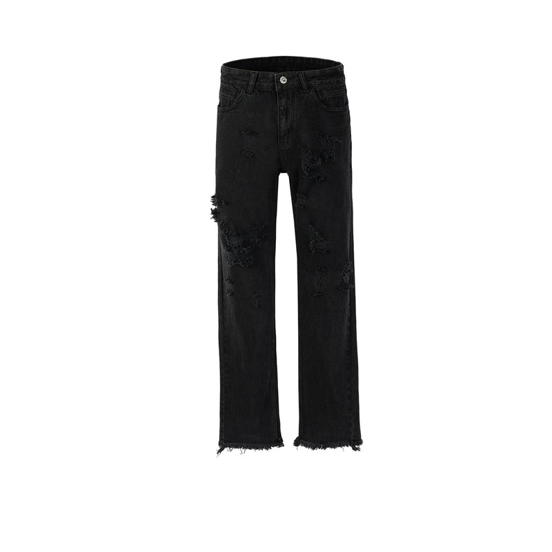 MIJKO Men's Vintage Pants MIJKO Men's Women's Urban Pussy Beard Ragged Design Trousers Jeans