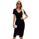 Women Dress Spring and Summer Sexy Split Ruffle Hip Slim Fit Dress