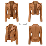 Red Leather Jacket Detachable Spring and Autumn Coat Women's Casual Jacket
