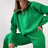 Ladies Leisure Knitwear Polo Collar Sweater Zipper and Lapel Knitwear