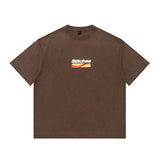 Men T Shirt Washed Distressed Short Sleeve Printed T-shirt