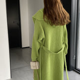 Women Cardigan Sweater Autumn Knitted Cardigan Long Sleeve Loose Long Hooded Sweater W2377
