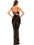 Women's Evening Gown Evening Dress Sexy Strap Vintage Sequins Dress