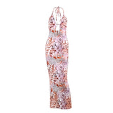 Women Dresses Spring Sexy Printed Sexy Backless Dress