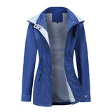 Women Trench Coat Autumn and Winter Detachable Hat Windbreaker Raincoat