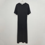 Women Dresses Short Sleeve Button Pleated Dress Loose Long Dress