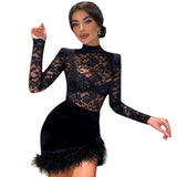 Women Dresses Autumn Sexy Hip Lace Skirt Dress