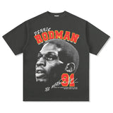 Dennis Rodman Graphic Tee Rodman Printed Short Sleeve T-Shirt Washed Old Top