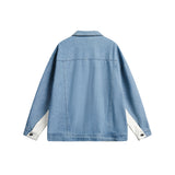 Unisex Jacket Autumn Denim Stitching Baggy Coat