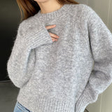 Women Winter Knitted Sweater Thick Sweater Fall/Winter Loose-Fitting Long Sleeve Sweater 6t3539