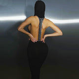 Women Dresses Spring Sexy Backless Hooded Slim Fit Sleeveless Dress