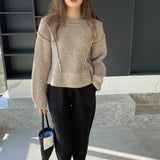 Women Winter Knitted Sweater Autumn and Winter Crew Neck Pullover Sweater Sweater 8t3107