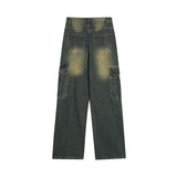 Men Jeans Retro Loose Wide-Leg Straight Trousers