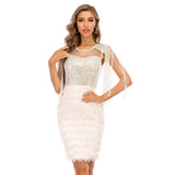 Women's Evening Gown Sexy Tassel Stitching Sequins Dress Dress
