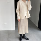 Women Cardigan Sweater Double Breasted Vintage Autumn Cardigan Long Sleeve Sweater Coat Q730