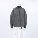 Women Trench Coat Autumn and Winter Gray Woolen Coat for Women