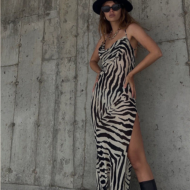 Women Dresses Summer Sexy Dew Split Sling Dress