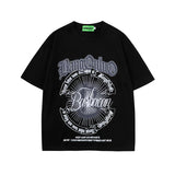 Men T Shirt Gothic Alphabet Graffiti Print Short Sleeve T-shirt