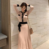 Women Maxi Dress Autumn and Winter round Neck Sweaters Dress