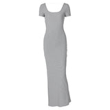 Women Dresses Spring and Summer Sexy Backless Short Sleeve Dress