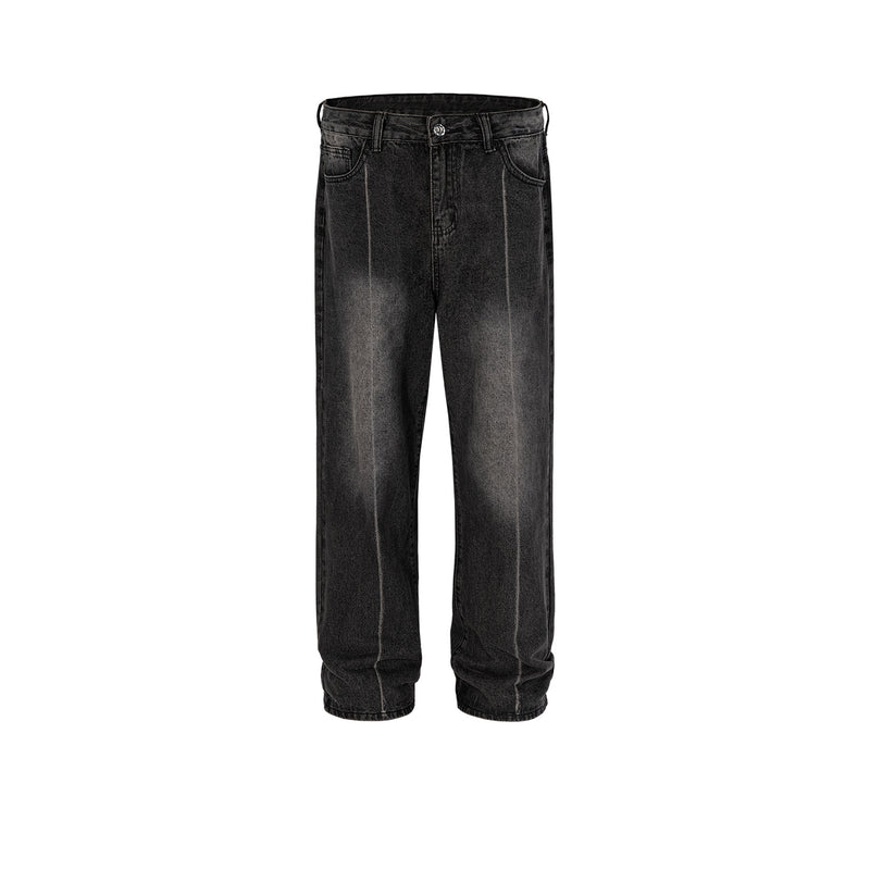 MIJKO Men Vintage Pants MIJKO Straight White Wash Jeans Tide