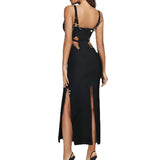 Women's Evening Dress Hollow-out Camisole Split Sling Formal Dress Bandage One-Piece Dress