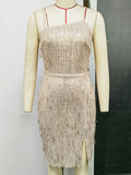 Women Evening Gown Sexy Party Sequined Suspender Dress Dress