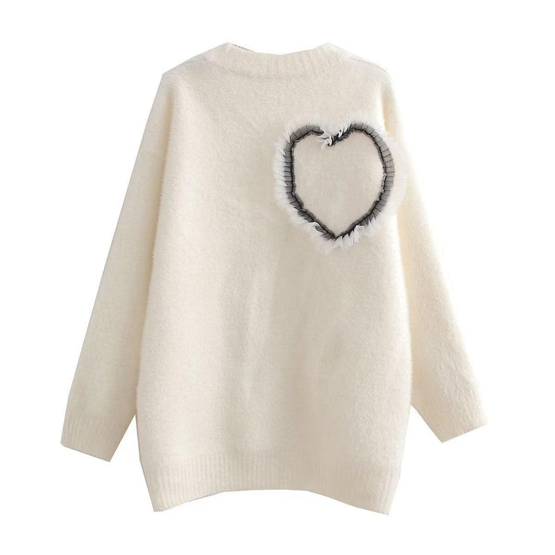 Women Sweater Knitwear round Neck Imitation Mink Knitted Cardigan Women's Autumn and Winter Sweater Coat