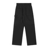 Men Sweatpants Wide-Leg Overalls Men's Solid Color Stitching Rivet Decorative Straight Casual Trousers