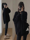 Women Knitted Pullover Autumn and Winter round Neck Mid-Length Knitwear Top