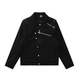 Men Jacket Coat Locomotive Style Jacket Men Zipper Splicing Coat