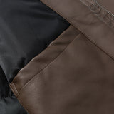 Unisex Winter Cotton Coat Winter Stand-up Collar down Jacket Retro Loose PU Leather down Jacket