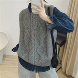 Women Knitted Pullover round Neck Knitted Sweater Vest