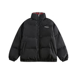 Unisex Winter Cotton Coat Stand-up Collar Cotton-Padded Clothes Double-Sided Plaid Cotton-Padded Jacket
