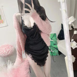 Women Dresses V-neck Brace Lace Skirt Skirt
