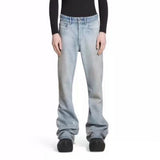 MIJKO Men Vintage Pants MIJKO High Street Trousers Washed Old Blue Jeans