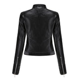 Red Leather Jacket Spring and Autumn Stand Collar Lady Leather Jacket