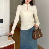 Women Knitwear Autumn and Winter Hollow out Sweater Slim Knit Bottoming Shirt