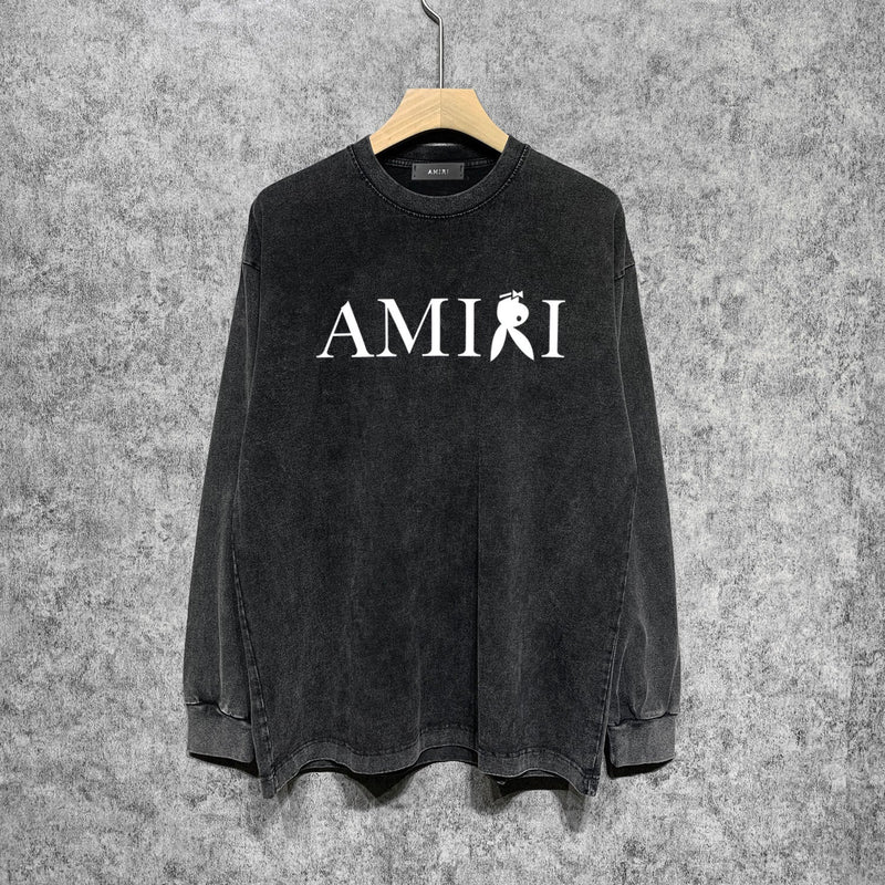 Amiri Long-Sleeve Shirt Vintage Washed and Worn Vintage Long Sleeve T-shirt