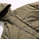 Unisex Winter Cotton Coat Pocket Decorative Hooded Cotton-Padded Coat Vintage Loose and Warm Cotton-Padded Coat